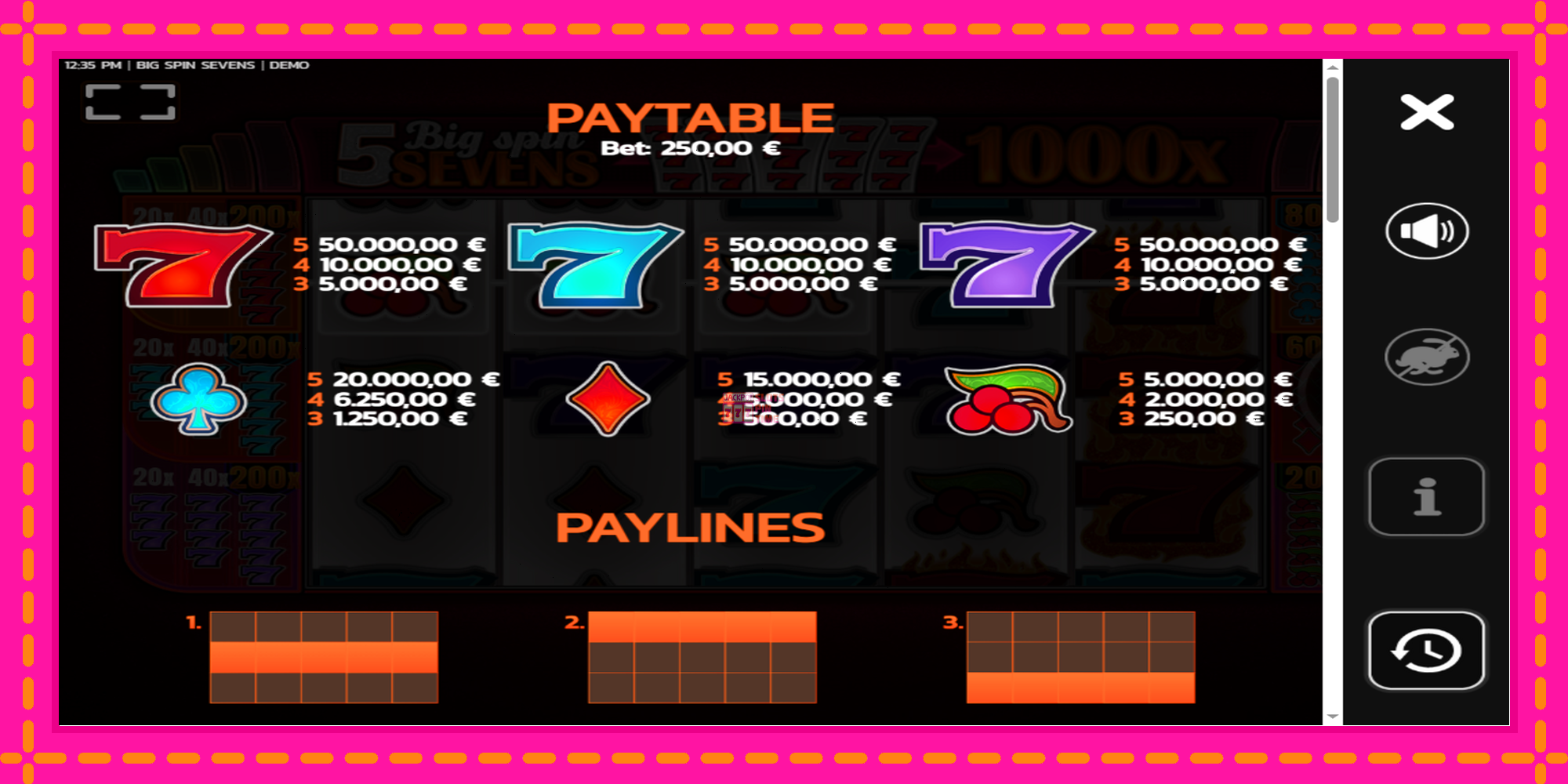 Slot machine Big Spin Sevens gratuitamente, immagine 3