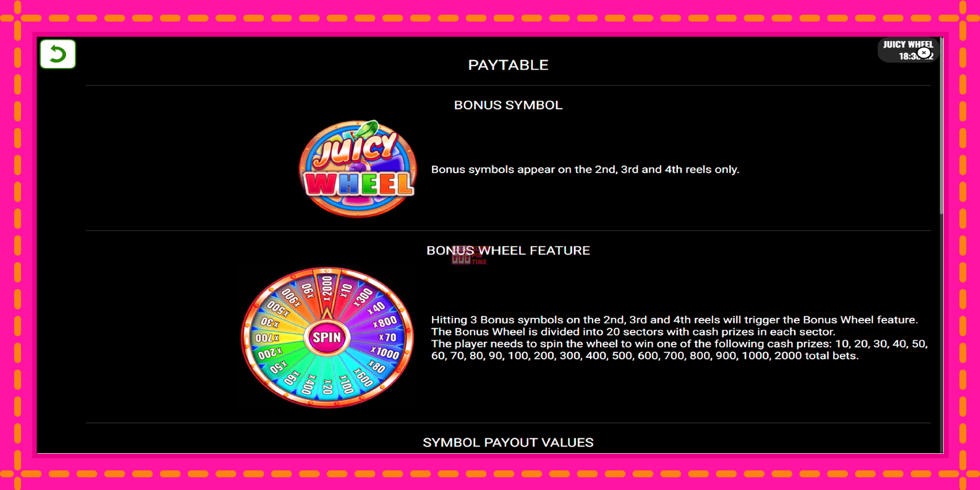 Slot machine Juicy Wheel gratuitamente, immagine 5