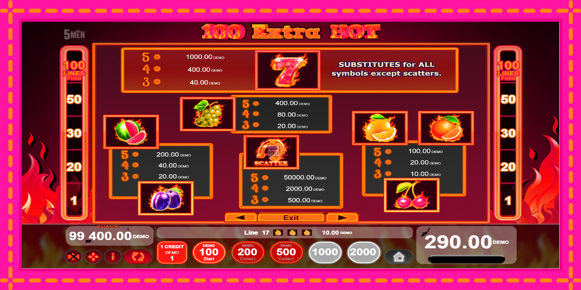 Slot machine 100 Extra Hot gratuitamente, immagine 5