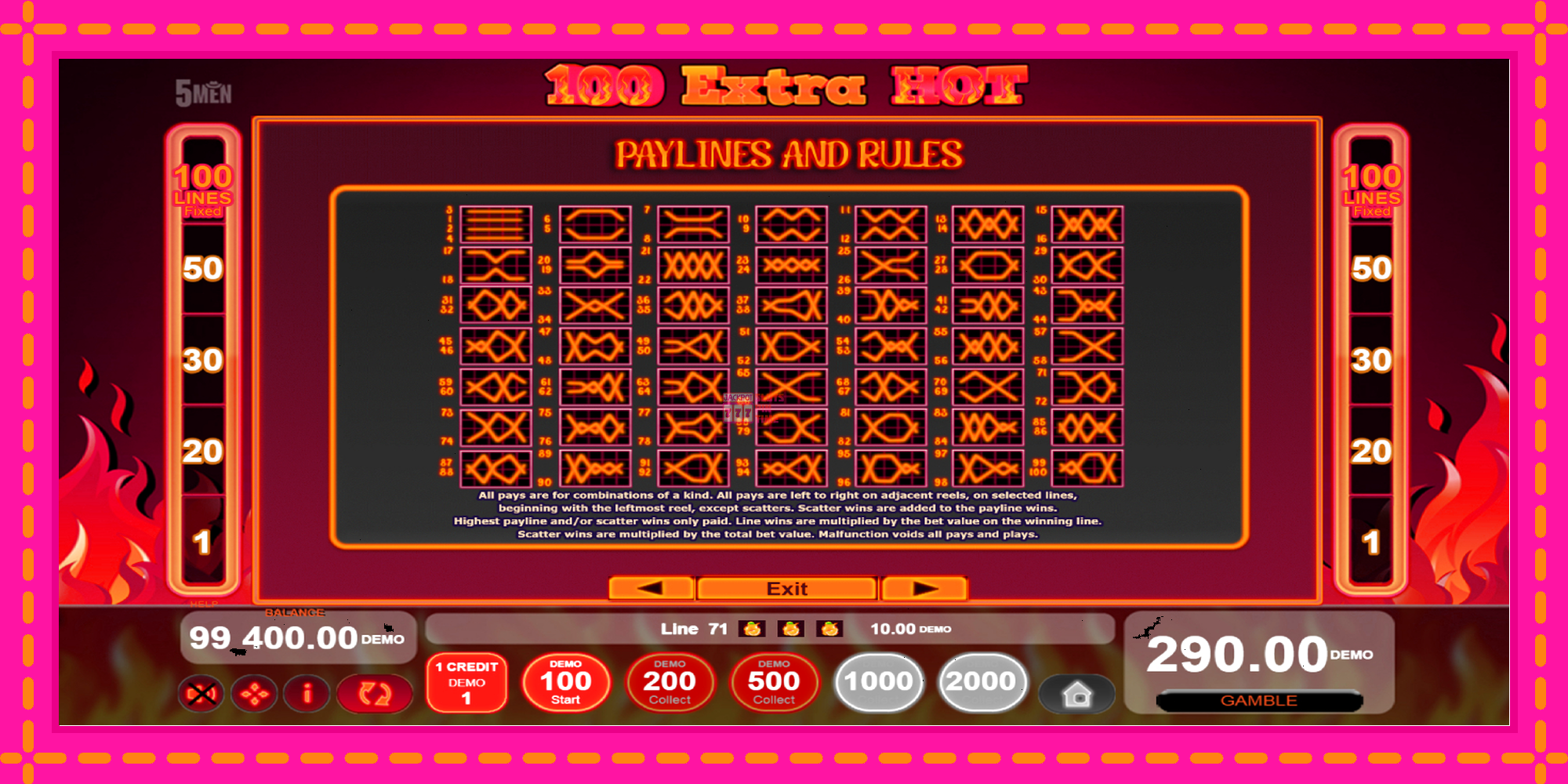 Slot machine 100 Extra Hot gratuitamente, immagine 7