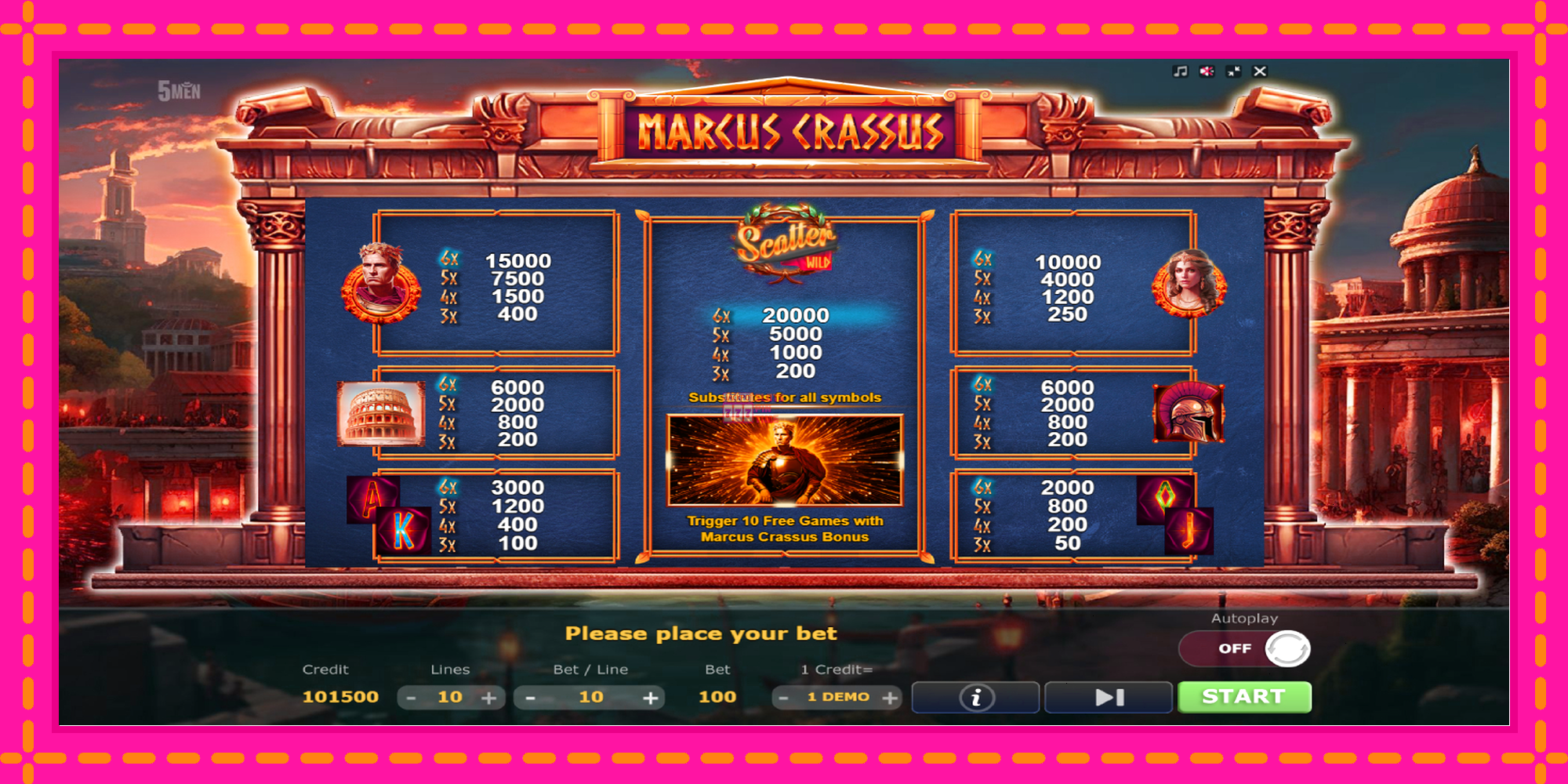 Slot machine Marcus Crassus gratuitamente, immagine 5