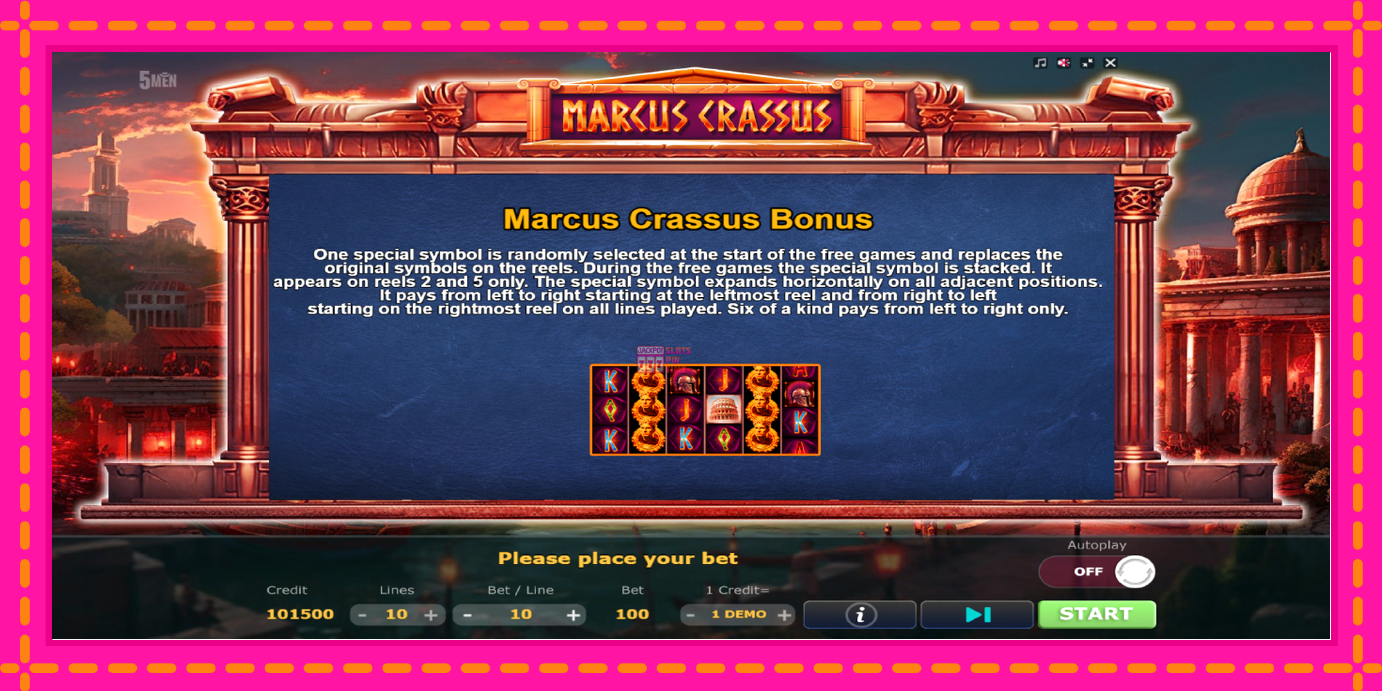 Slot machine Marcus Crassus gratuitamente, immagine 6