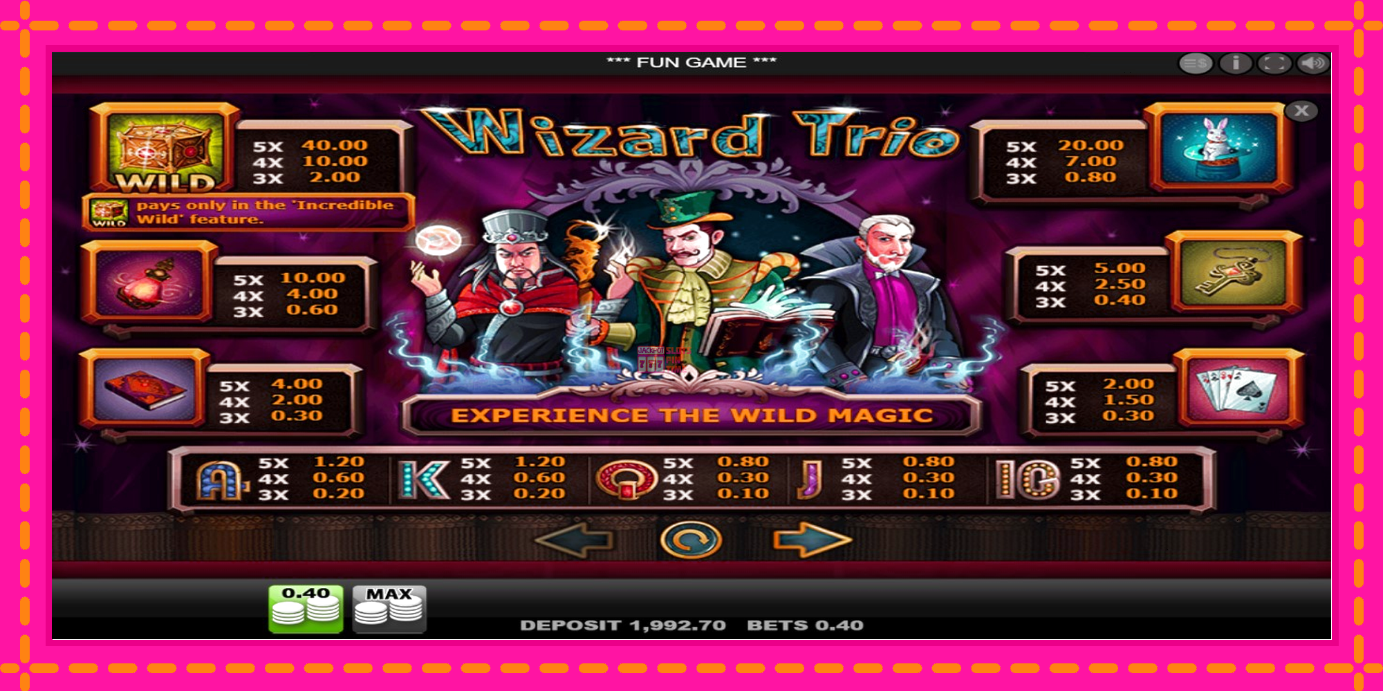 Slot machine Wizard Trio gratuitamente, immagine 3