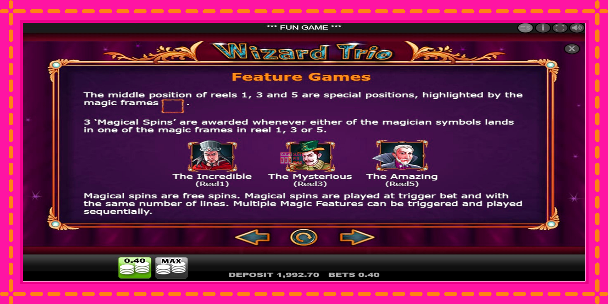 Slot machine Wizard Trio gratuitamente, immagine 4