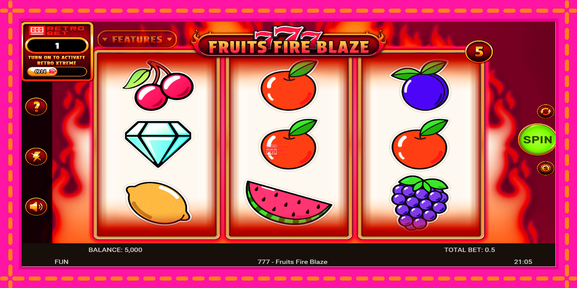 Slot machine 777 - Fruits Fire Blaze gratuitamente, immagine 2