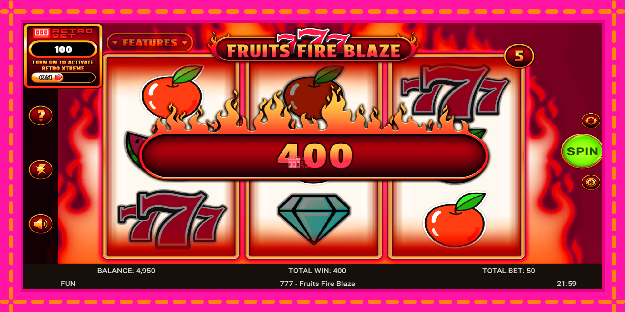 Slot machine 777 - Fruits Fire Blaze gratuitamente, immagine 4