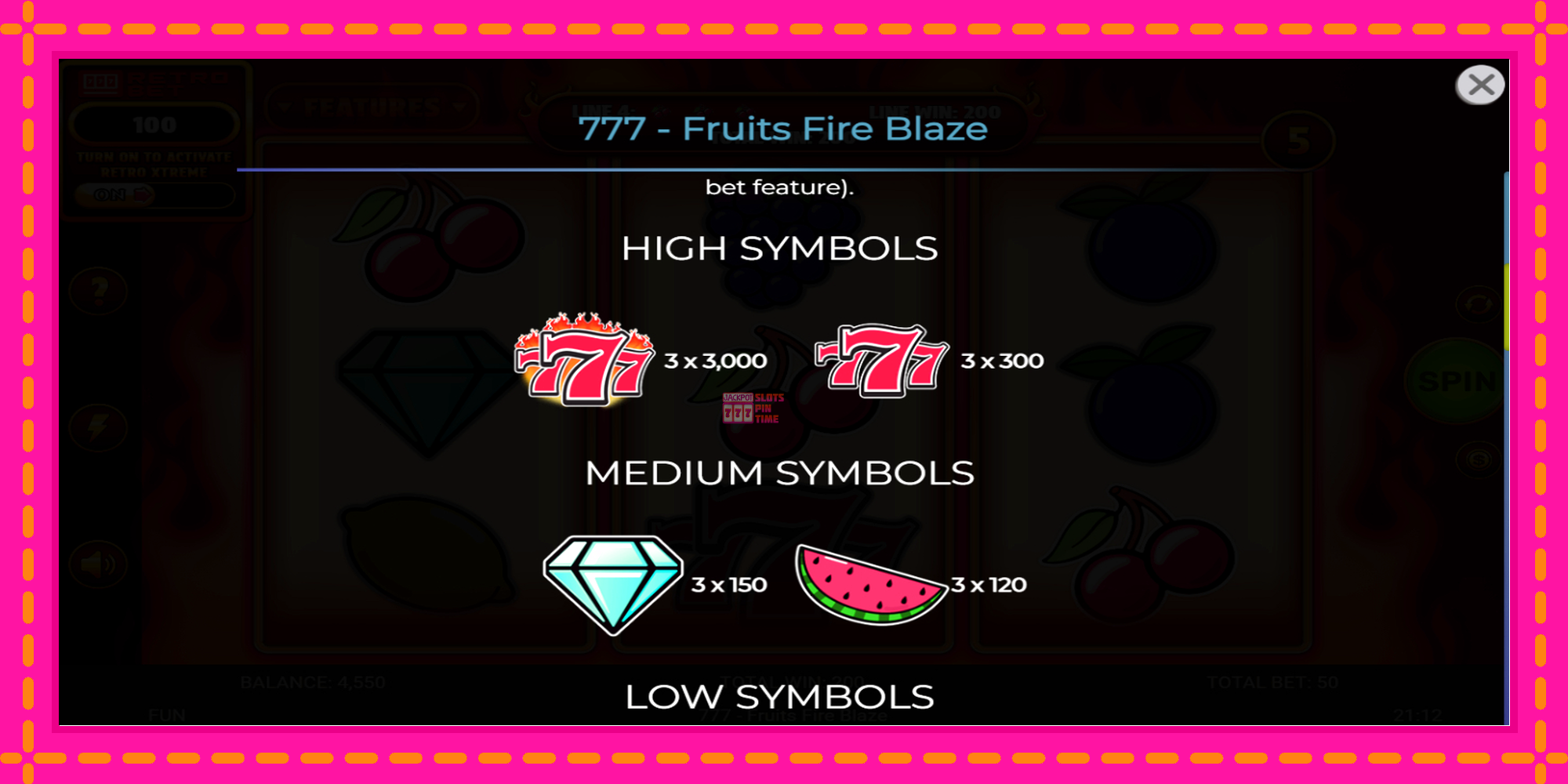 Slot machine 777 - Fruits Fire Blaze gratuitamente, immagine 6