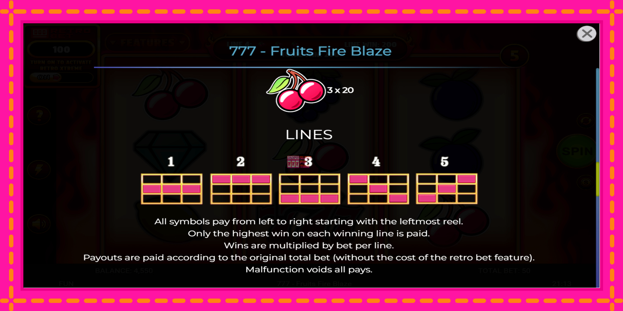 Slot machine 777 - Fruits Fire Blaze gratuitamente, immagine 7