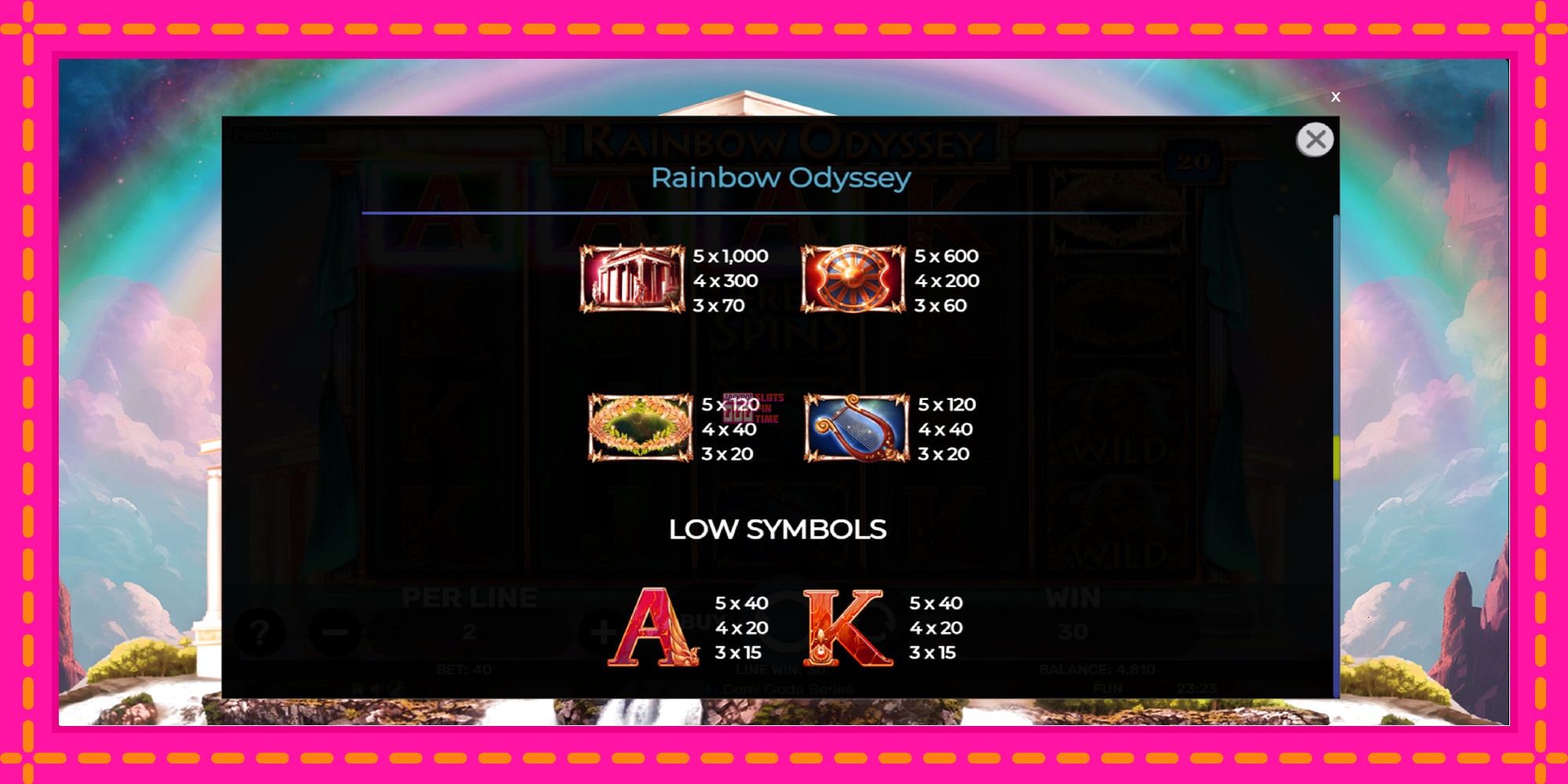 Slot machine Rainbow Odyssey gratuitamente, immagine 6