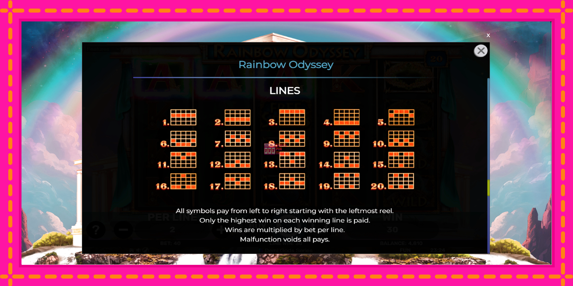 Slot machine Rainbow Odyssey gratuitamente, immagine 7