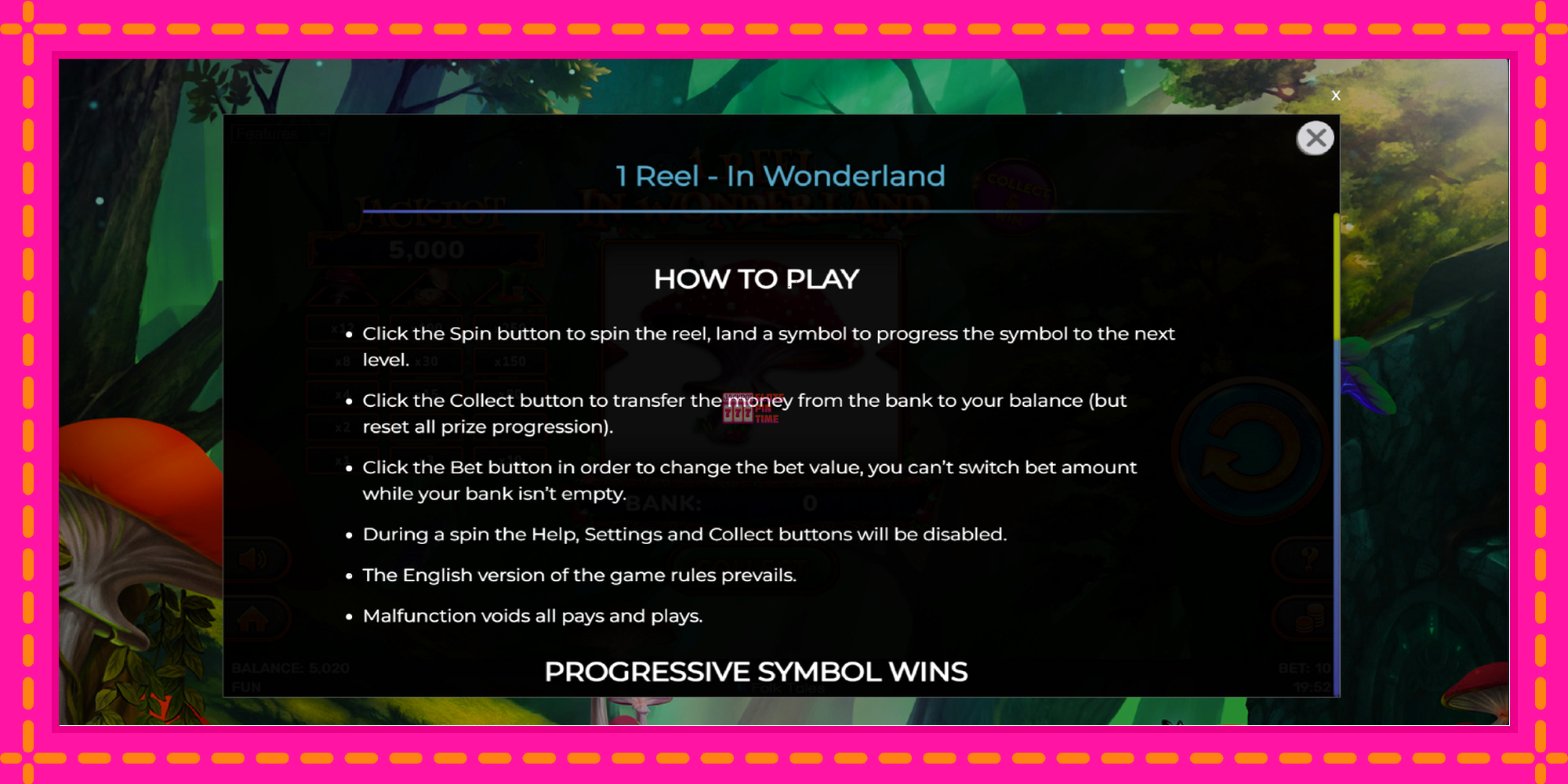 Slot machine 1 Reel In Wonderland gratuitamente, immagine 5