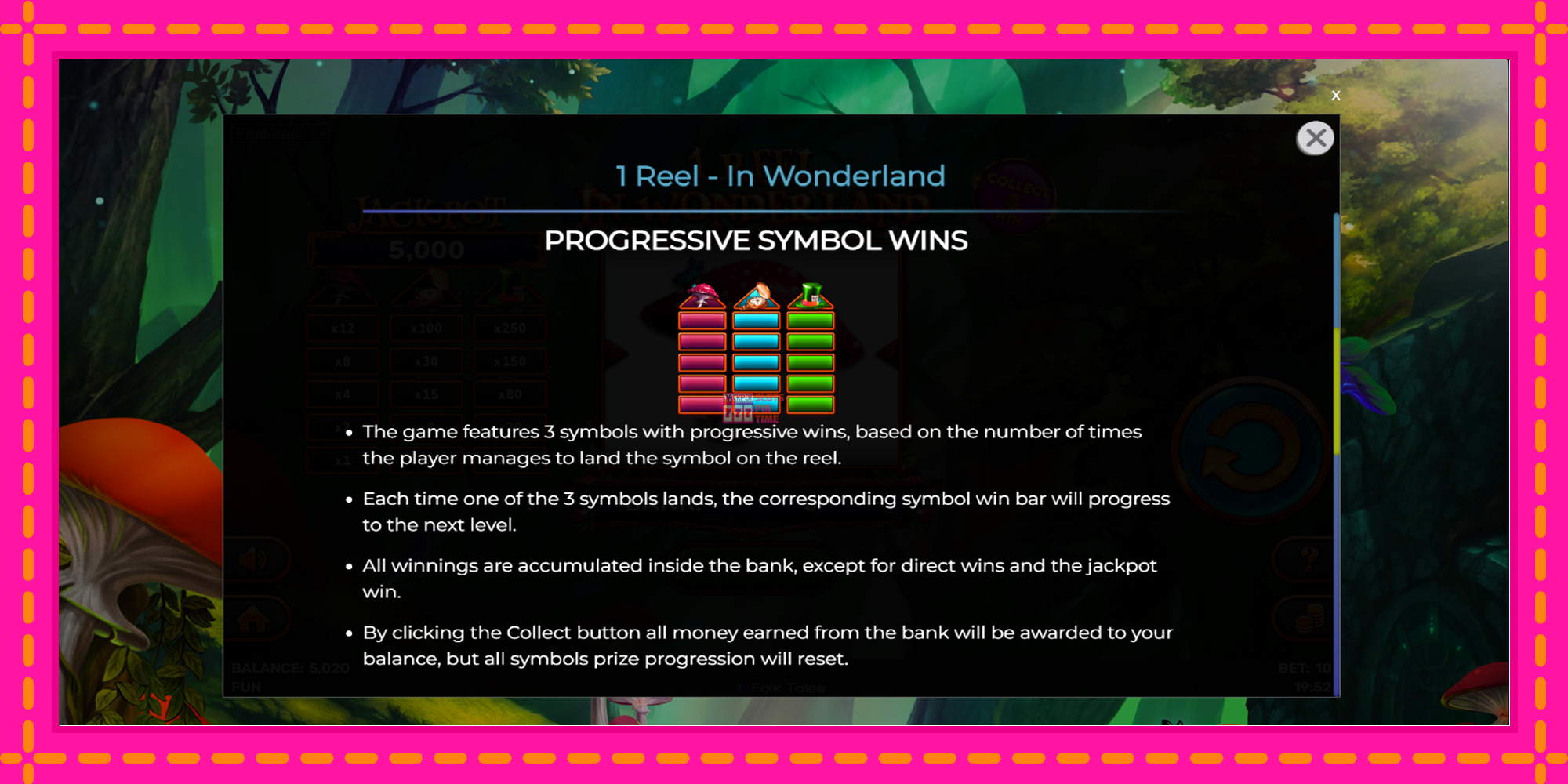 Slot machine 1 Reel In Wonderland gratuitamente, immagine 6