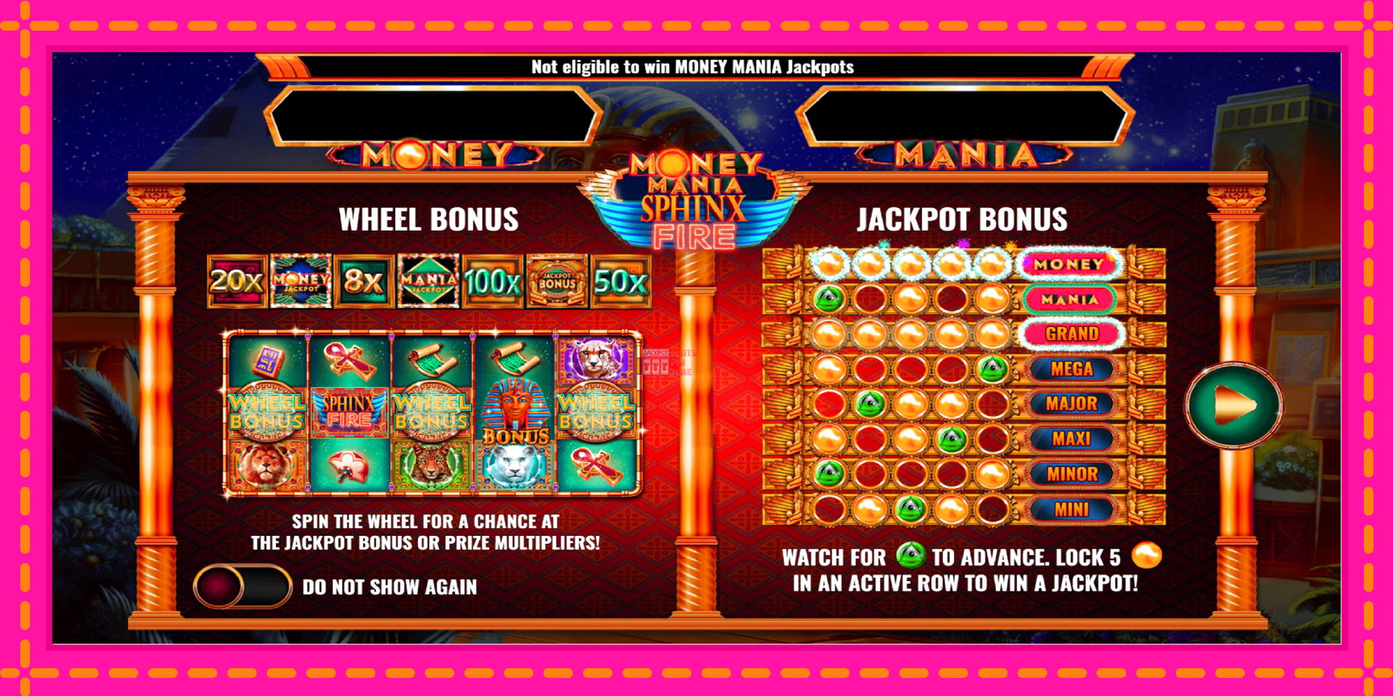 Slot machine Money Mania Sphinx Fire gratuitamente, immagine 1