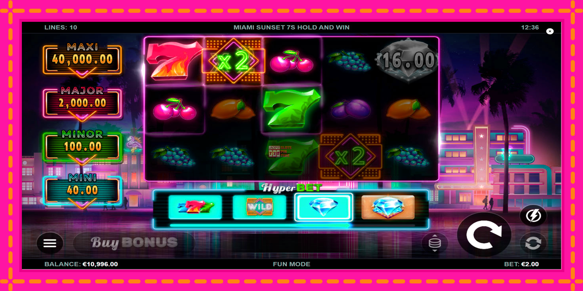 Slot machine Miami Sunset 7s Hold and Win gratuitamente, immagine 3