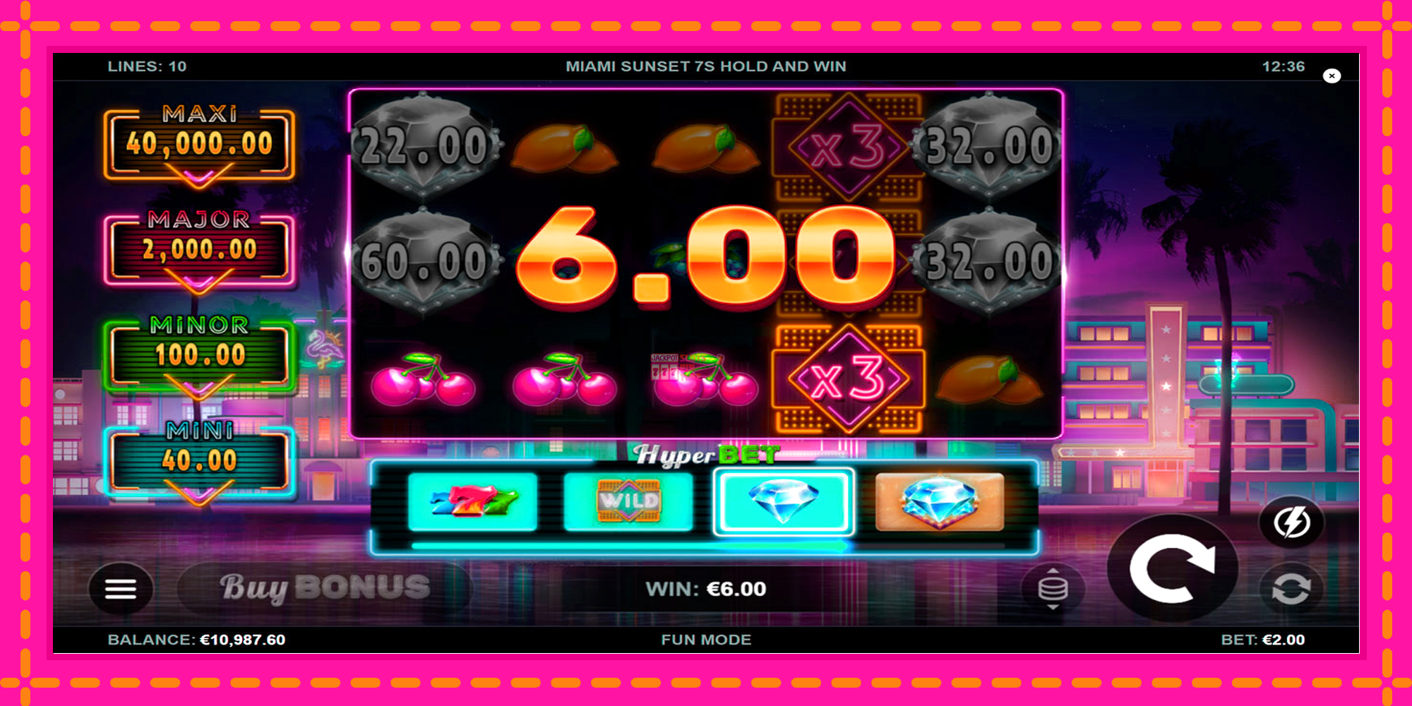 Slot machine Miami Sunset 7s Hold and Win gratuitamente, immagine 4