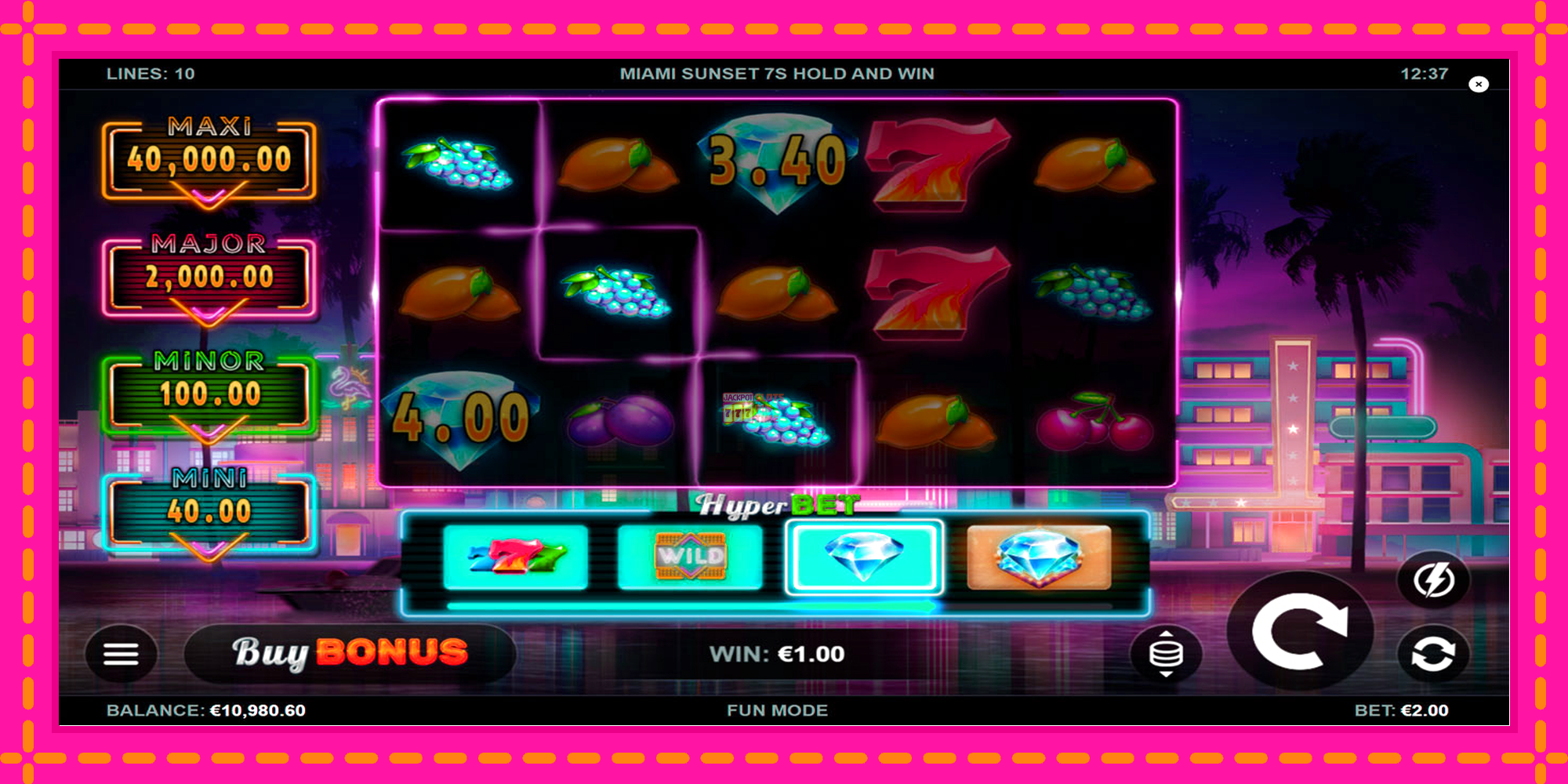 Slot machine Miami Sunset 7s Hold and Win gratuitamente, immagine 5