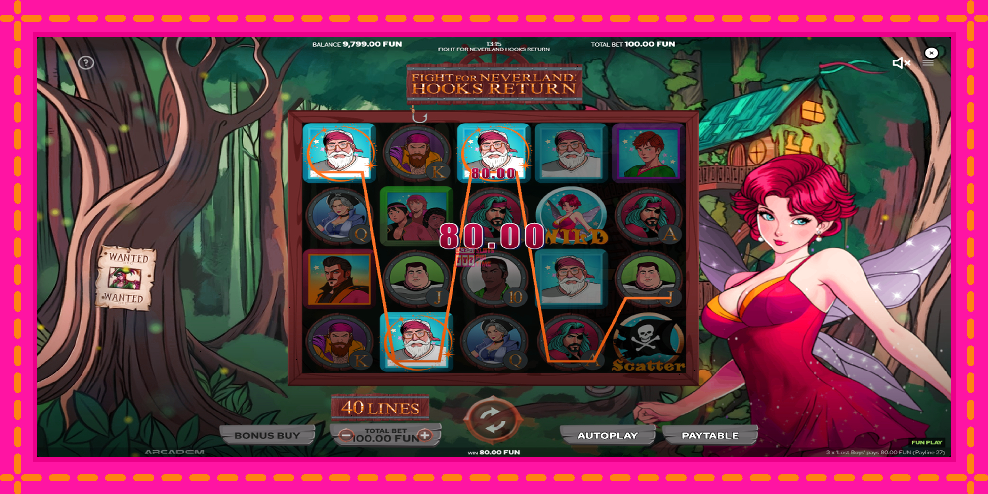 Slot machine Fight for Neverland: Hooks Return gratuitamente, immagine 3