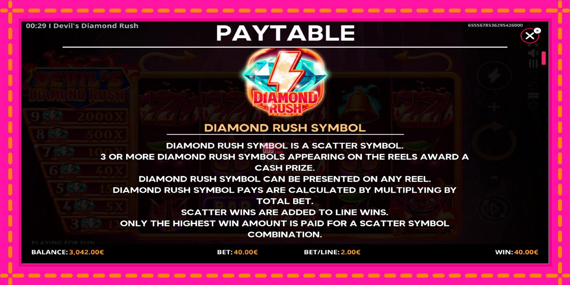 Slot machine Devils Diamond Rush gratuitamente, immagine 5