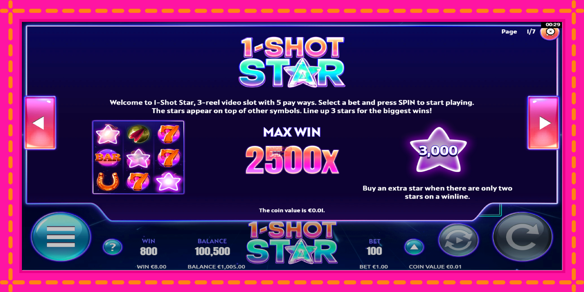 Slot machine 1-Shot Star gratuitamente, immagine 5