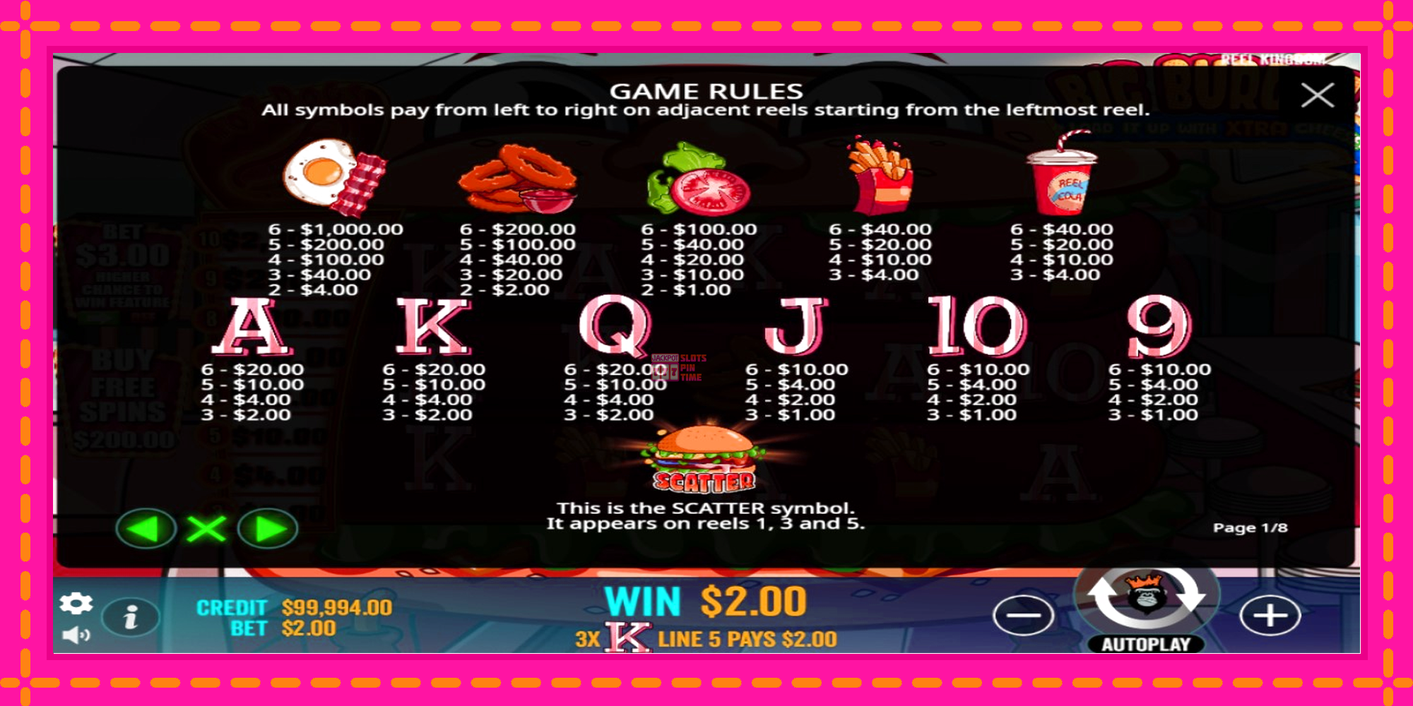 Slot machine Big Burger Load it up with Xtra Cheese gratuitamente, immagine 4