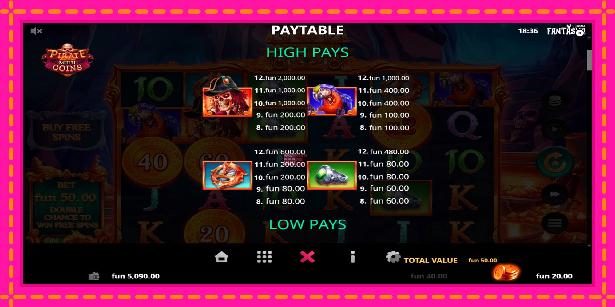 Slot machine Pirate Multi Coins gratuitamente, immagine 5