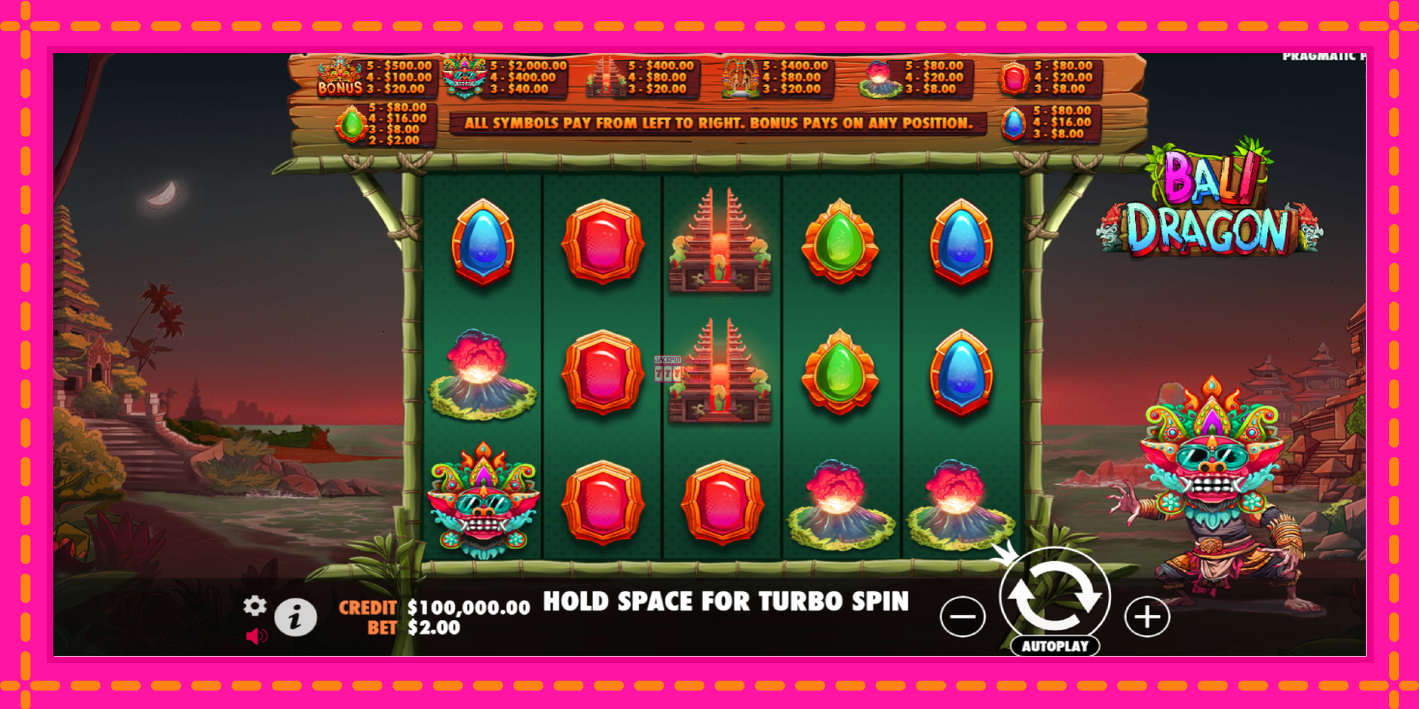 Slot machine Bali Dragon gratuitamente, immagine 1