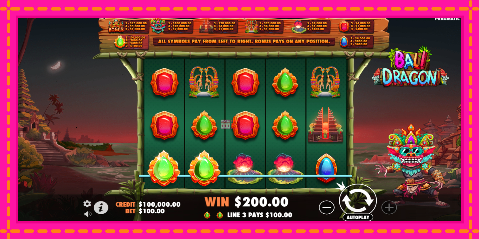 Slot machine Bali Dragon gratuitamente, immagine 3