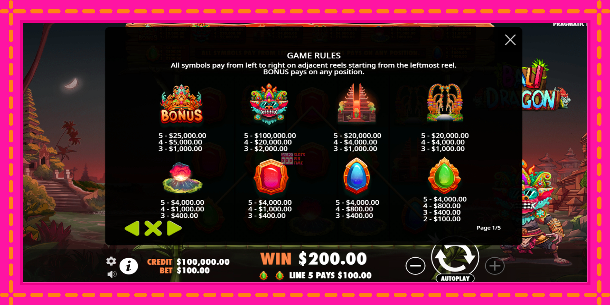 Slot machine Bali Dragon gratuitamente, immagine 5