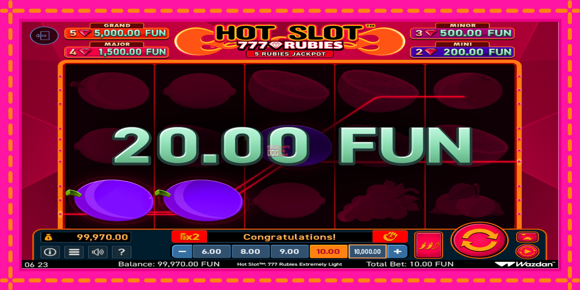 Slot machine Hot Slot 777 Rubies Extremely Light gratuitamente, immagine 3