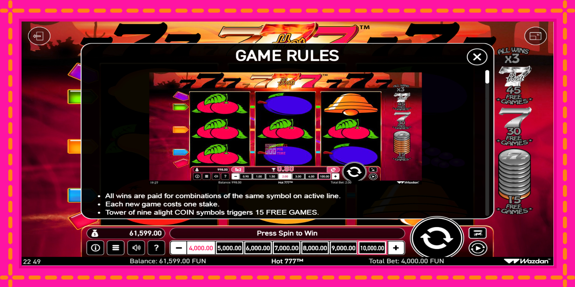 Slot machine Hot 777 gratuitamente, immagine 5