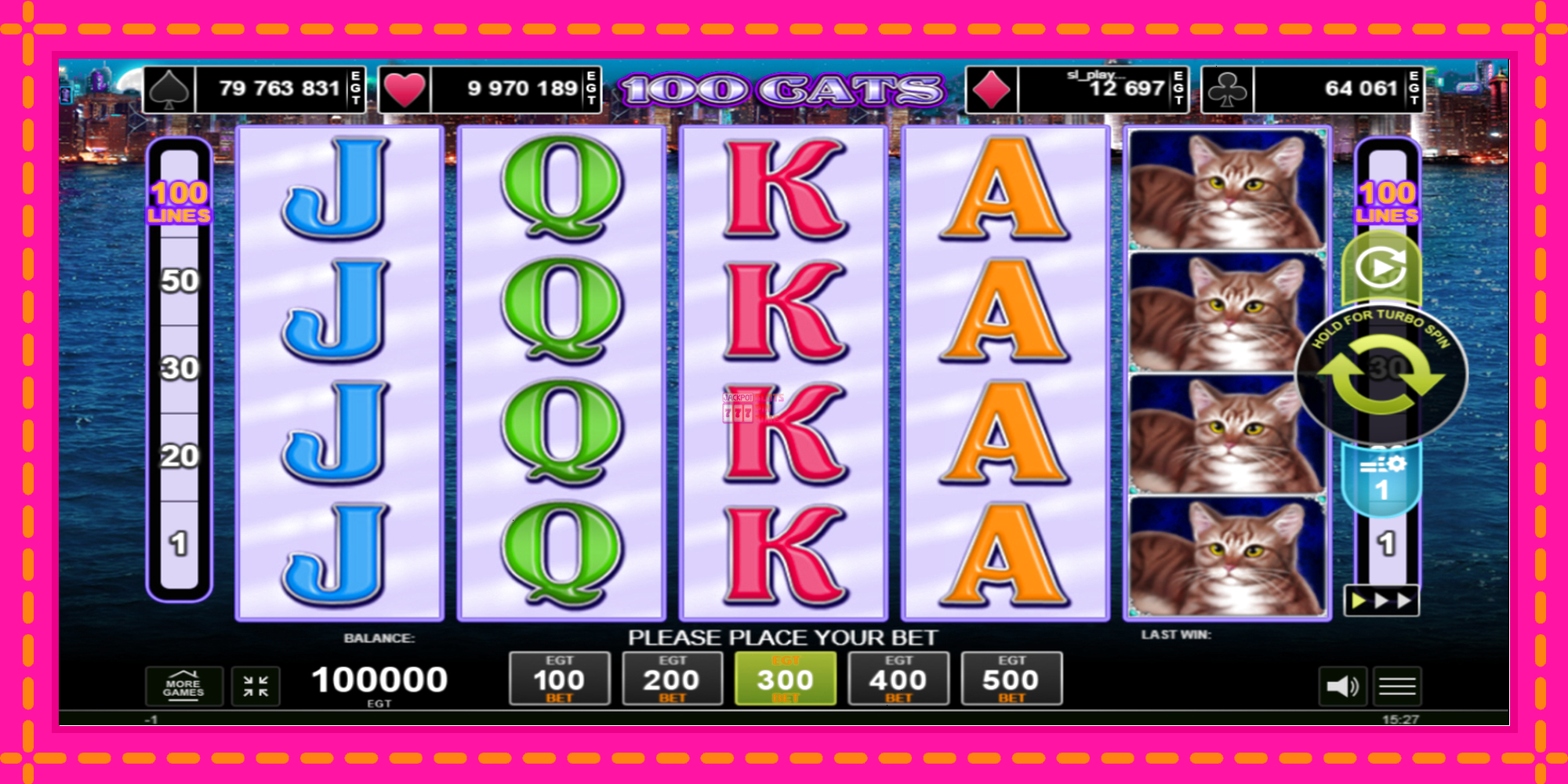 Slot machine 100 Cats gratuitamente, immagine 1