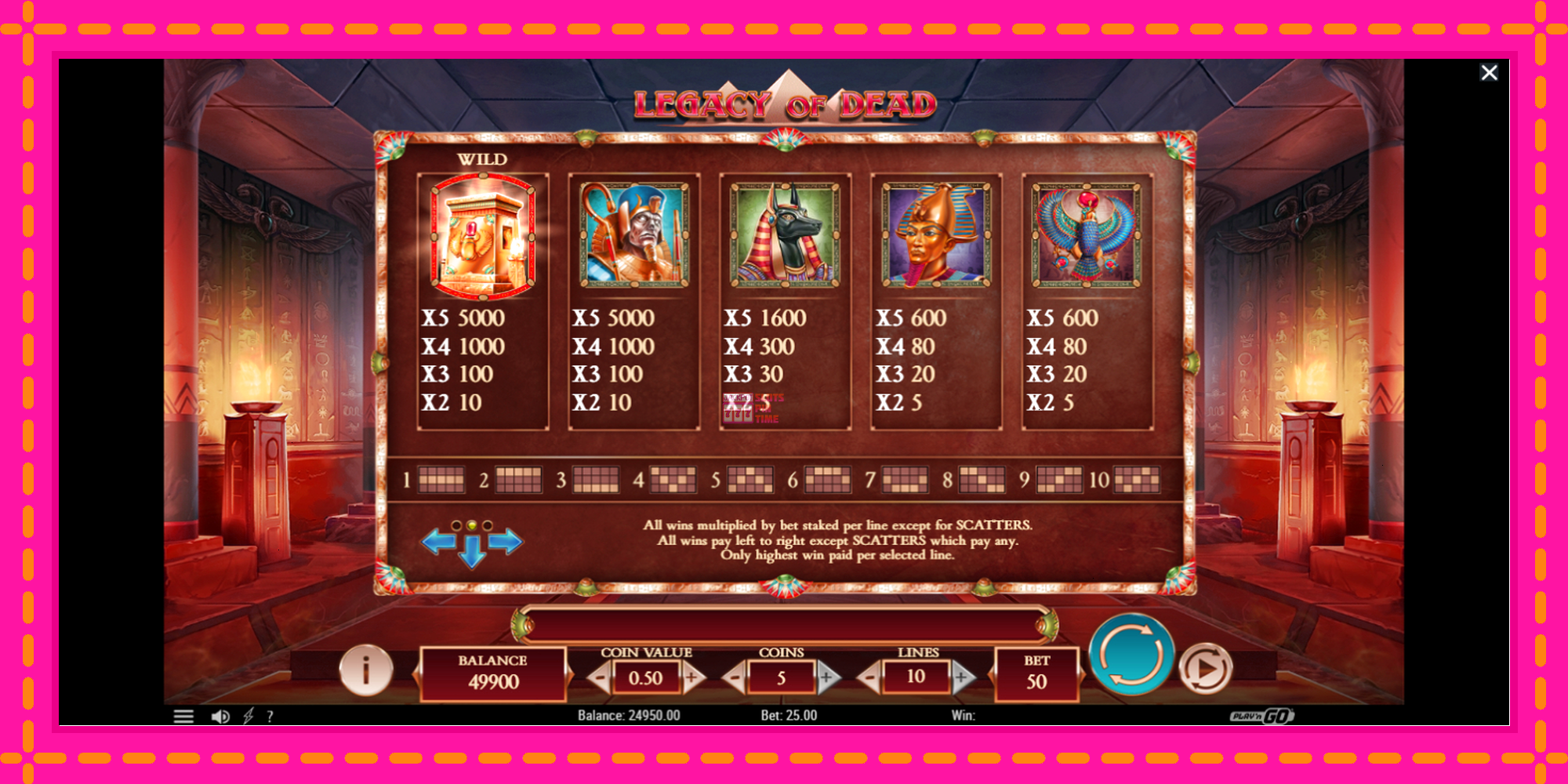 Slot machine Legacy Of Dead gratuitamente, immagine 5